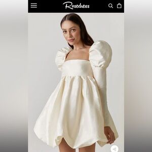 Elegant Cream Puff Sleeve Dress